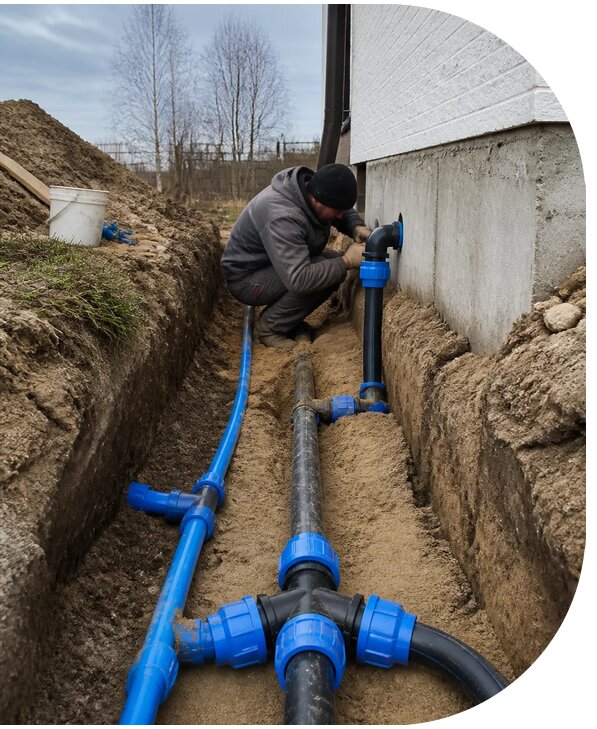 Монтаж наружного водопровода на участке под ключ в Еманжелинске